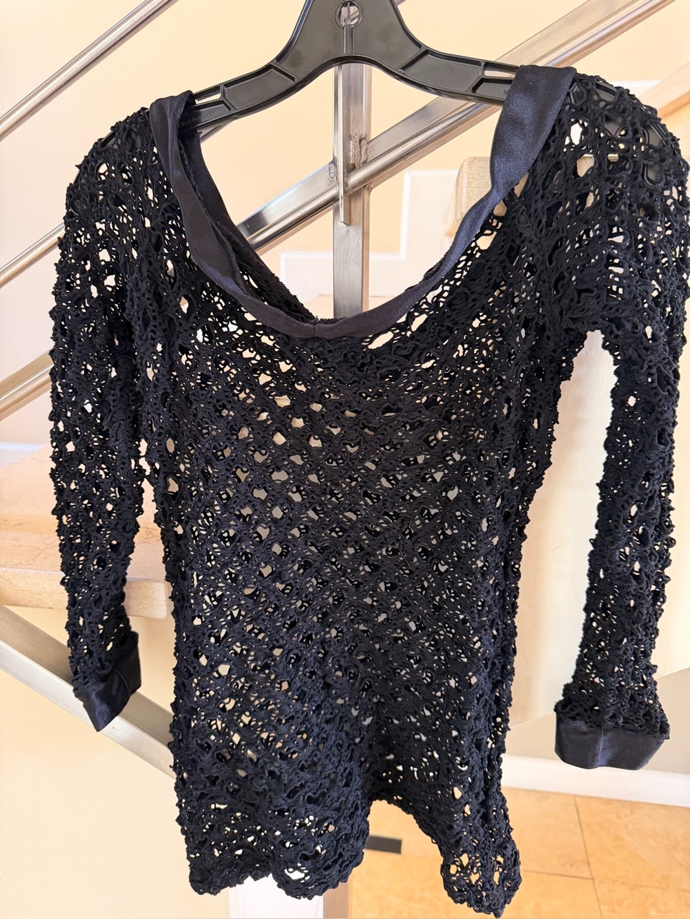 Black Open-Knit Women's Sweater - Classic Layering Top